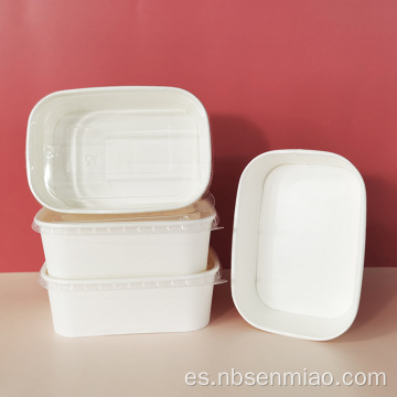 Tazón de fuente de papel Kraft para llevar de plato rectangular de grado alimenticio
